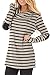 ETCYY Women's Long Sleeve Striped Button Cowl Neck Tunic Sweatshirts Tops,Gray,XL