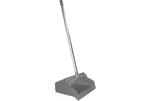SPARTA Upright Dustpan with Aluminum Handle Serrated Edge for Broom Combing, Secure Yoke Lock with Easy Storage Hanging Hole 