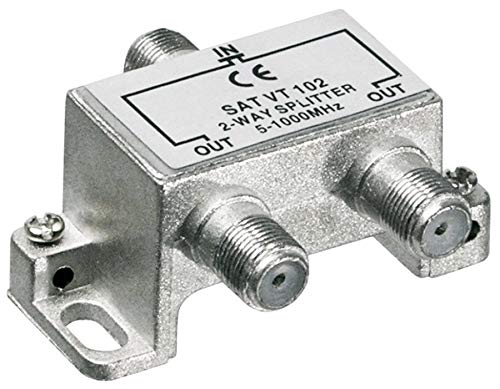 PremiumCord Antenna Splitter with 2 x F Connectors, F Female to 2 x F Female, 2 Gang 5-1000 MHz for Cable TV and DVB-T2 HD