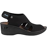 Bzees Women's Dream Sandal, Black Mesh, 6 W US