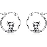 KZX Cow Earrings for Women 925 Sterling Silver Cute Animal Cow Earrings Huggie Hoop Jewelry Birthday Party Gift for Women