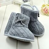 DZT1968 Baby Girl Soft Anti Slip Sole Knit Cotton Bowknot Shoes Snow Boots Socks