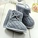 DZT1968 Baby Girl Soft Anti Slip Sole Knit Cotton Bowknot Shoes Snow Boots Socks (0~6 Months, Gray)