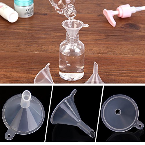 Plastic Funnel,ASDOMO Funnel For Water, Car Oil, Gas ,Gas Additives, Lubricants and Fluids,Perfume Funnel Transparent Color 20PCS