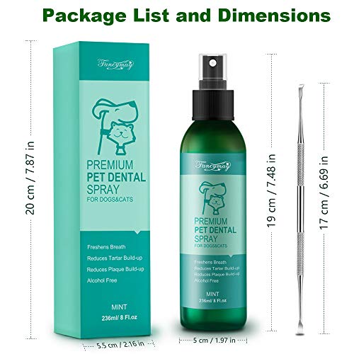 Fancymay Premium Pet Dental Spray (Large - 8Oz) for Dogs and Cats, Eliminate Bad Dog Breath and Bad Cat Breath, Fights Pet Tartar Build Up, Dog Dental Care To Refresh Breath