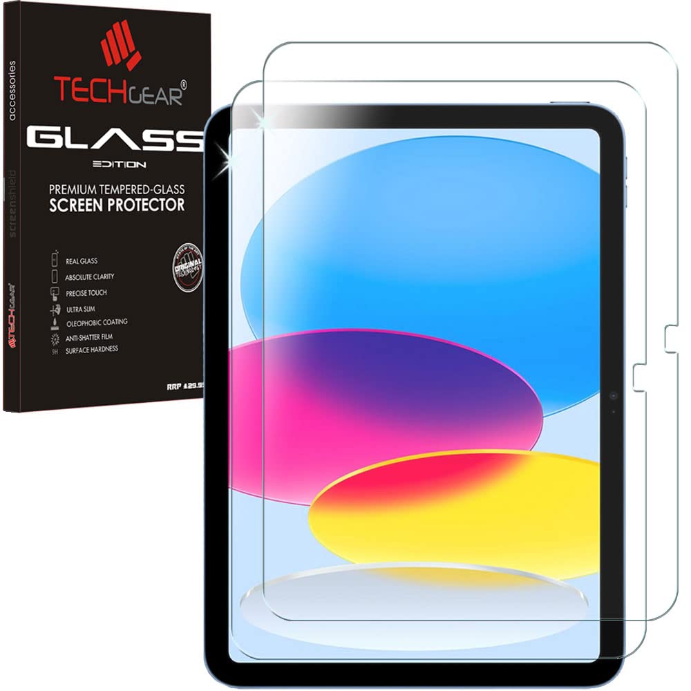 TECHGEAR 2 Pack Screen Protector for iPad 11 (A16) 2025 & iPad 10th Generation 2022-9H Tempered Glass, Crystal Clear, Apple Pencil Compatible
