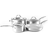 GreenPan Venice Pro Stainless Steel Healthy Ceramic Nonstick, 7 Piece, Light Gray