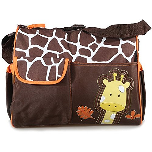 Accessotech Waterproof Baby Diaper Nappy Mummy Changing Handbag Shoulder Bag with Mat Travel (Giraffe Orange)