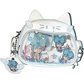 Cute Cat Ita Bag Pin Display Backpack for School Preppy Backpack for Girls Y2k Aesthetic Single Shoulder Crossbody (White Bag)