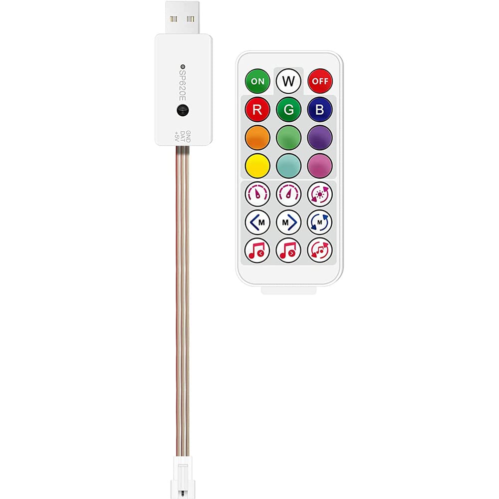 BTF-LIGHTING SP620E Bluetooth USB Mini Controller for WS2812B WS2811 SM16703 UCS1903 LED Module Pixel Strip DC5V Sync Built-in Microphone Music/Timer/Group Control APP/IR Remote Control