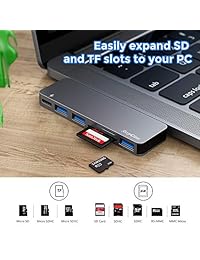USB C Hub, 6 en 1 aluminio tipo C Hub adaptador, con 3 puertos USB 3.0, lector de tarjetas TF SD, USB C suministro de energía para MacBook Pro 13 ''' y 15 ''''2016 2017 2018