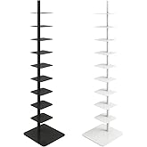 HYHTMER 9-Tier Metal Spine Bookshelf - Vertical Tower for Booksfor Small Spaces, Multipurpose Corner Bookshelf, Tall & Narrow Ladder Bookcase, Ideal Book Display for Home or Office (Black)