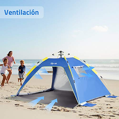 Glymnis Strandmuschel Quick Up Strandzelt Automatisches Strand Zelt mit Reißverschlusstür UV-Schutz 50+ Windschutz… – Bild 3