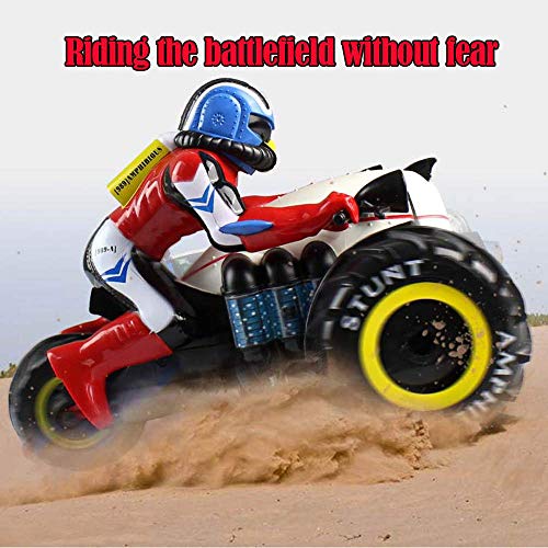 RC Car, KINGBOT 2.4Ghz Remote Control Amphibious Motorcycle High Speed Spinning Stunt Car with 360° Rotate & LED Lights Driving On Land & Water Vehicle Toys for Kids, Black - Thumbnail 5