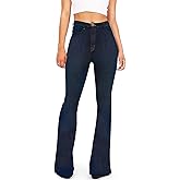 AMRSPENG Women's Black Bell Bottom Jeans: High Waist Flare Bootcut Stretch Slimming Jeans for Women