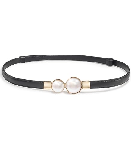 Elegant Pearl Clip Skinny Belt Elastic New ✨✨?? COSYDAYS Pearl Belts for Dress Elastic for Women (Bow1) at  main image 4