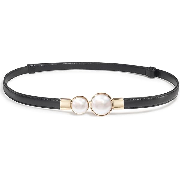 9937 Women Adjustable Skinny Belt Shiny Thin Waist Leather With Pearl TINIDI Women Adjustable Skinny Belt Shiny Thin Waist Leather  main image 4