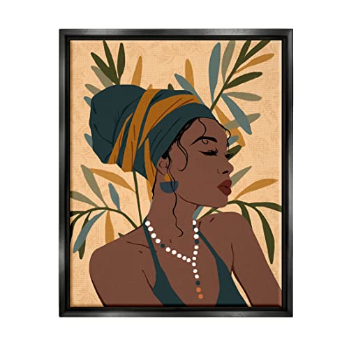 Stupell Industries Bohemian Girl Botanical Leaves Floating Framed Wall Art, Des…