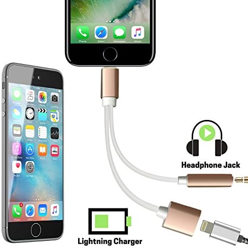 Lightning Port Adapter Charge Jack 3.5 mm Audio Interface Headphone Connector Converter Cable For IOS Devices iPad iPod iPhone 7 7 Plus 6 6s Plus (Rose Gold)