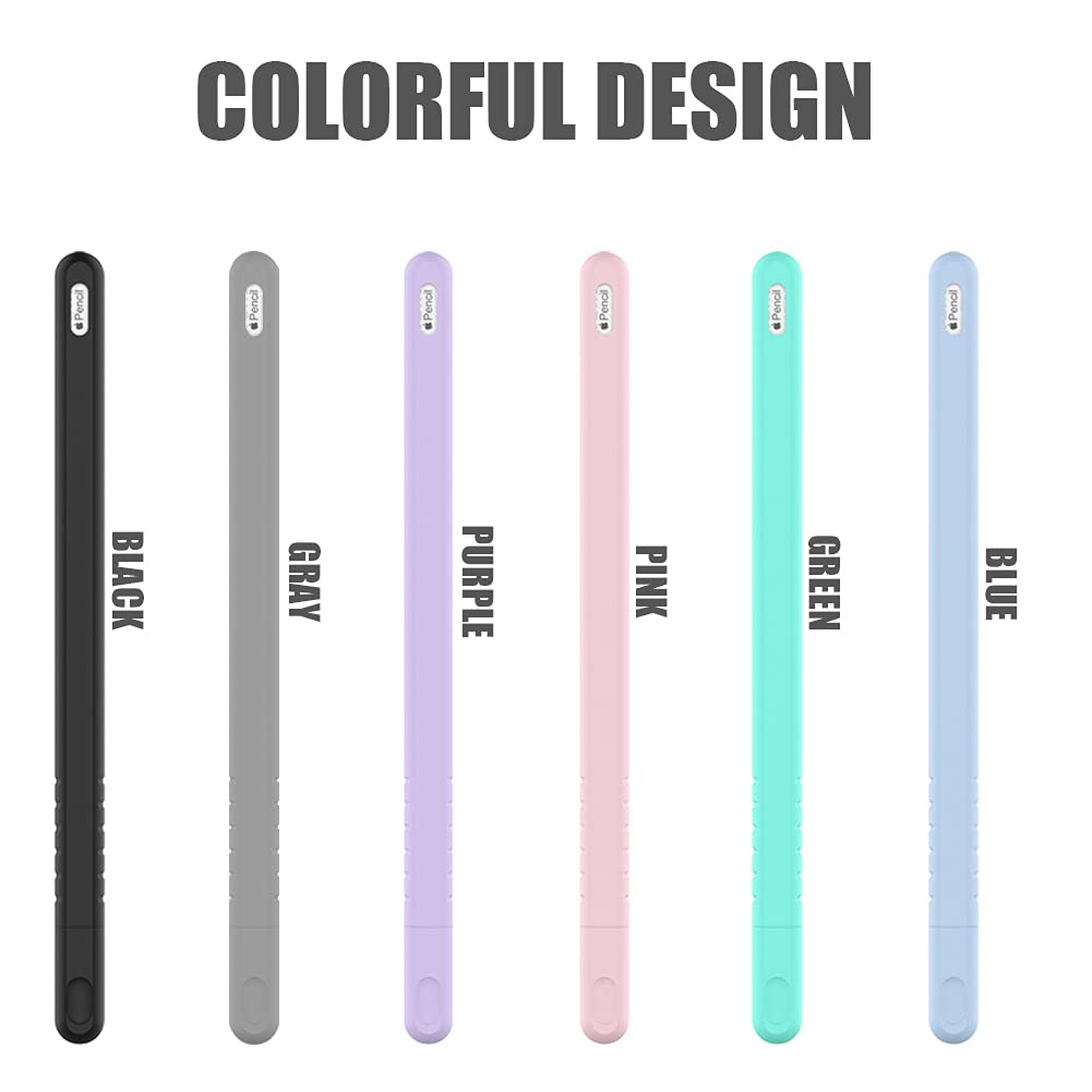 YINVA Sleeve Cover Compatible with Apple Pencil Pro/ 2nd Generation, Grip Skin Case Accessories Compatible with iPad Pencil 2 Gen with Nib Cap (Purple)