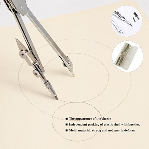 Drawing Compass and Plastic Math Protractors 180 Degree,4 Inch and 6 Inch,3 Piece Student Geometry Math Set (Style 2)