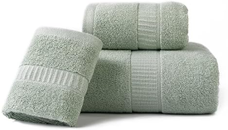 Lymga Towel Set(1 Bath Towel,1 Face Towel and 1 Hand Towel),100% Bamboo Fiber for Ultra Soft and Super Absorbent,Set of 3(Green)