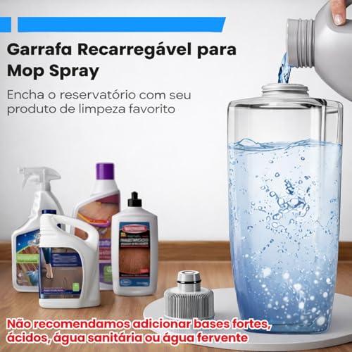 Mop Spray com Reservatório e Refil de Microfibra Lavável, Cabo Ergonômico e Cabeça 360° – Rodo Limpeza para Porcelanato, Laminado e Piso Frio – Limpeza Prática Sem Balde