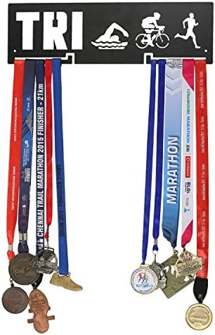 Tri Swim Cycle Run Medal Hanger - Black (46 cm x 15 cm)