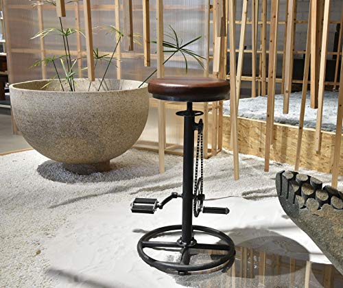Articial Rustikaler Fahrradhocker mit Drehgelenk, Industrie-Bar-Hocker, Eisen, höhenverstellbar, Fahrradpedal als… – Bild 4