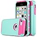 ULAK iPhone 5C Case, Slim Lightweight 2in1 iPhone 5C Cases Hybrid with Soft Rugged TPU Inner Skin and Hard PC Anti Scratches Protective Cover for Apple iPhone 5C (Mint Green+Hot Pink)
