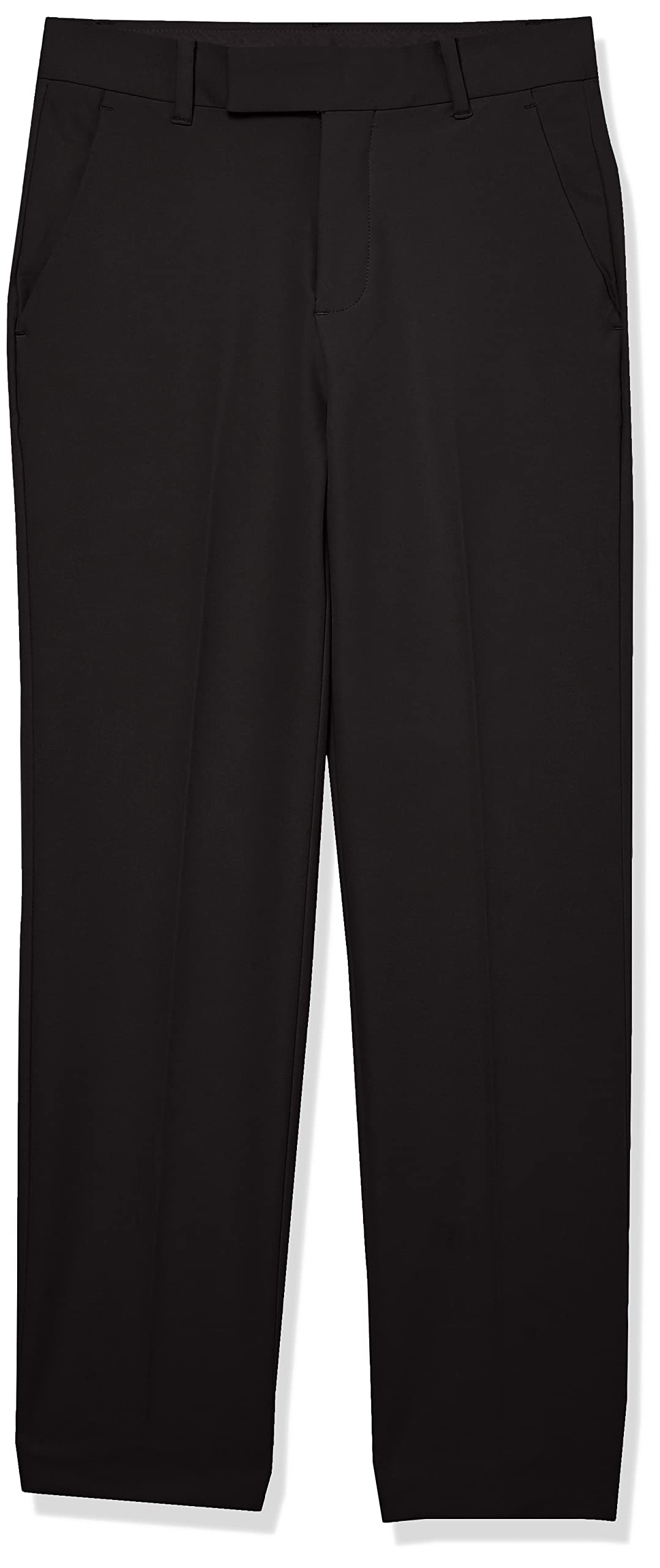 Calvin Klein Boys' Flat-front Suit Dress Pant, Straight Leg Fit & Hemmed Bottom, Belt Loops & Functional Front Pockets, Black Performance, 14 Image