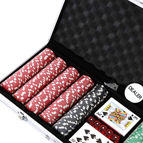 JungleA 500 Poker Chips Set 11.5 Gram Dice Style Clay Casino Chips Poker Game Equipment with Aluminum Case - Thumbnail 4