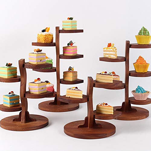 image for HEFUTE 5 Tier Premium Wood Cake Display Stand Tower Cupcakes Dessert H