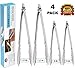 CHEFNENO Heavy Duty Kitchen Food Tongs Stainless Steel Tongs Utility Metal Tongs 12 Inch and 9 Inch (4 Pack) for Cooking Grilling Barbecue BBQ and Serving Salad
