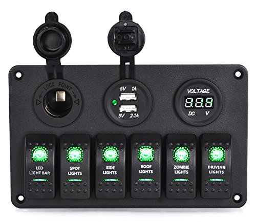 image for DCFlat 5 Pin 4 Gang / 6 Gang Car Marine Boat Circuit RV LED Rocker Swi