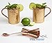 [Gift Set] Moscow Mule Copper Mugs 100% Pure Copper (No Nickel Interior) Moscow Mule Gift Set Includes Two 16 Oz. Pure Copper Hammered Mugs – Double Sided Copper Shot Pourer – Copper Stir Spoon