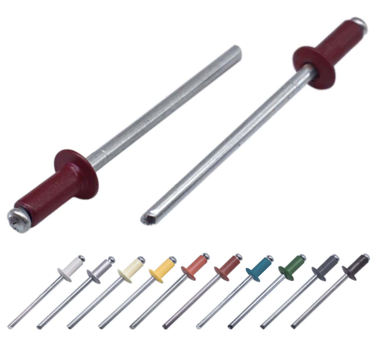 (Pack of 100 pcs) Painted Blind Rivets 4.0 x 8 mm, Dome Head, DIN 7337, Aluminum Rivet and Steel Mandrel, Pop Rivets (100, Wine Red RAL 3005)