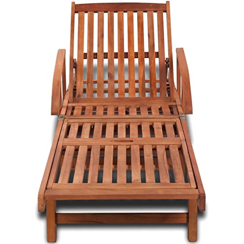 Fesjoy Sun Lounger Adjustable Reclining Wooden Sunlounger Garden Deck Chair Solid Teak Wood Patio Sunbed Beach Chair Pool Sauna Furniture 200 x 68 x 30-83 cm (L x W x H)
