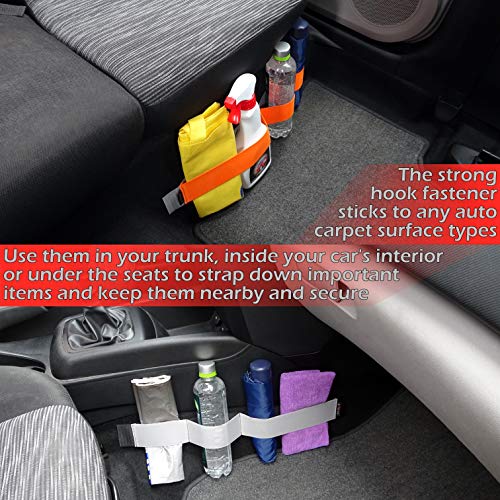 Universal Car Trunk Elastic Strap Belt - Cargo Storage Organizer Fixed Straps - Auto Hook & Loop Fastener - Automotive Storage Holder Belt - Vehicle Interior Organization made easy - 5 Pack Black&Gray - Thumbnail 4