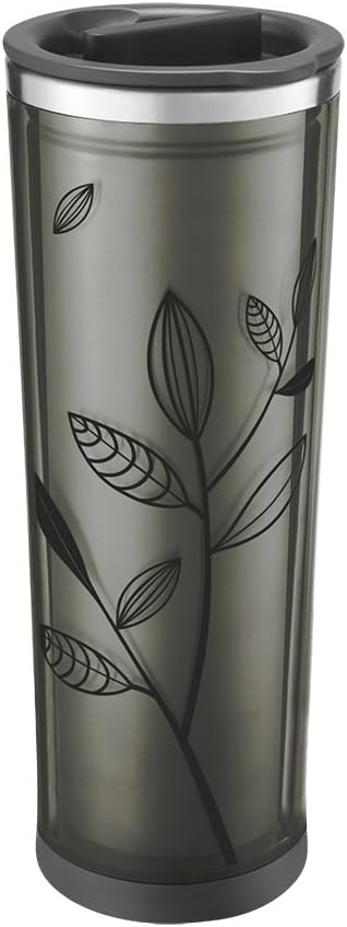 Amazon Com Takeya Leaf Pattern Tea Coffee Tumbler Black Black 16oz Tea Travel Mug With Infuser Kitchen Dining