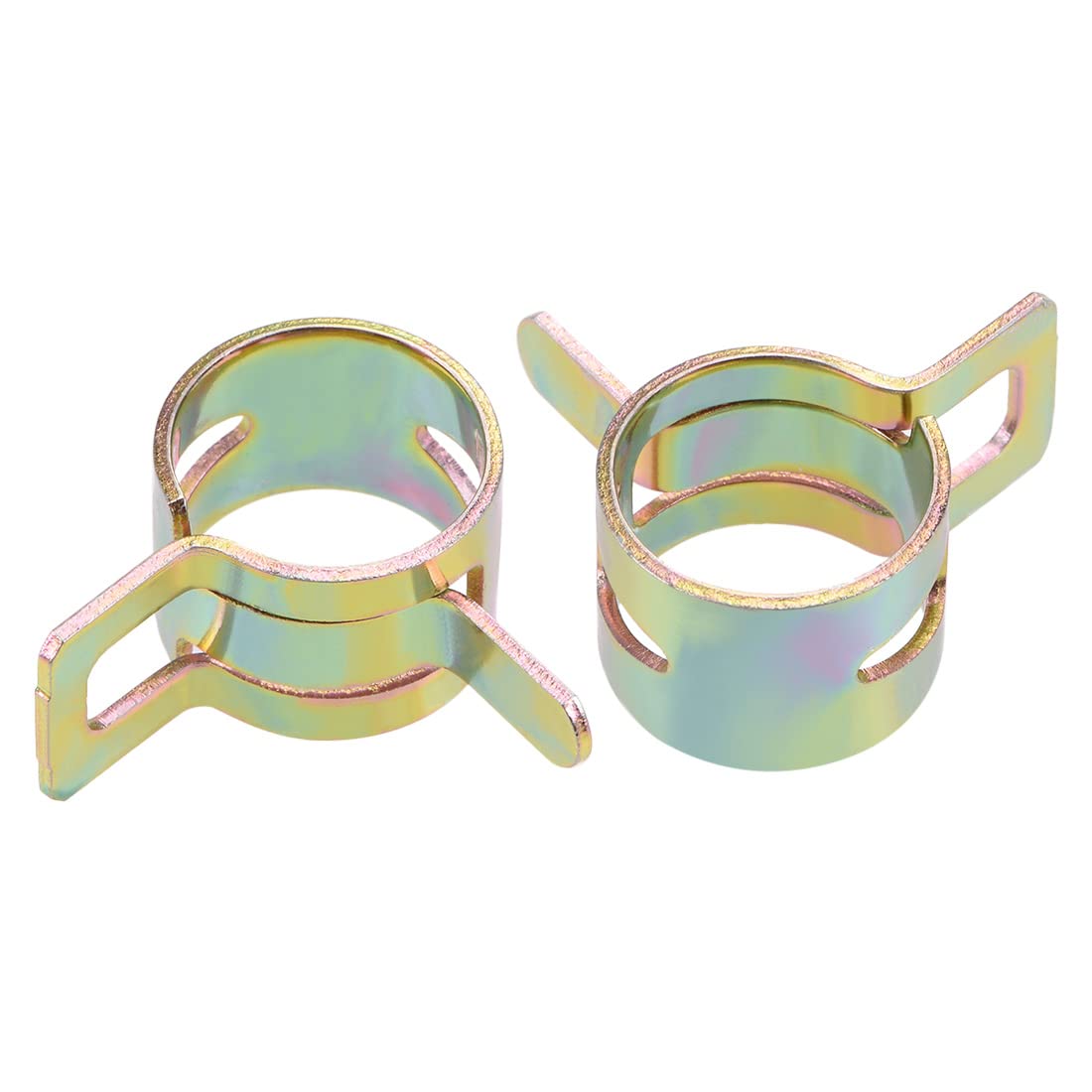 uxcell Spring Band Type Clamp 15mm Inner Dia Fit 15.5-16.2mm OD Hose Fuel Line Silicone Tube Clips Clamp Color-zinc Manganese Steel 10Pcs