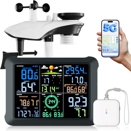 5G/2.4G WiFi Smart Weather Station with App, 24/7 AI Weather Forecast, Weather