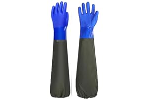 PU Waterproof Gloves,Pond Long Rubber Gloves,Reusable Heavy Duty Waterproof Gloves for Acid Working,Painting and Chemical