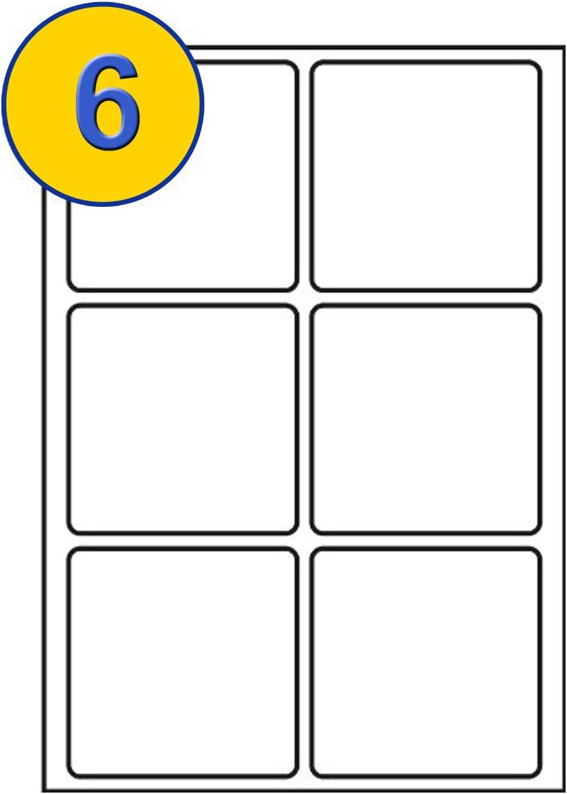A4 Address Labels Self Adhesive Multipurpose Printer Label Compatible with Inkjet and Laser Printers A4 Sticky Sheet (6 Labels Per Sheet