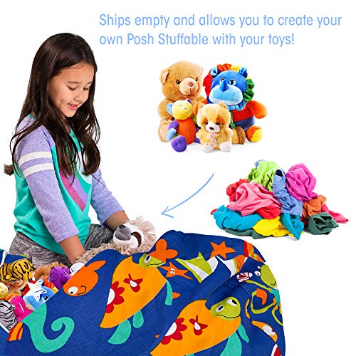 51L3c6vQFkL - Posh Stuffable AMZST-BXL-CAN-SEABlu Kids Stuffed Animal Storage Bean Bag Chair Cover - Childrens Toy Organizer, X-Large-48in, Canvas Sea Creatures on Blue
