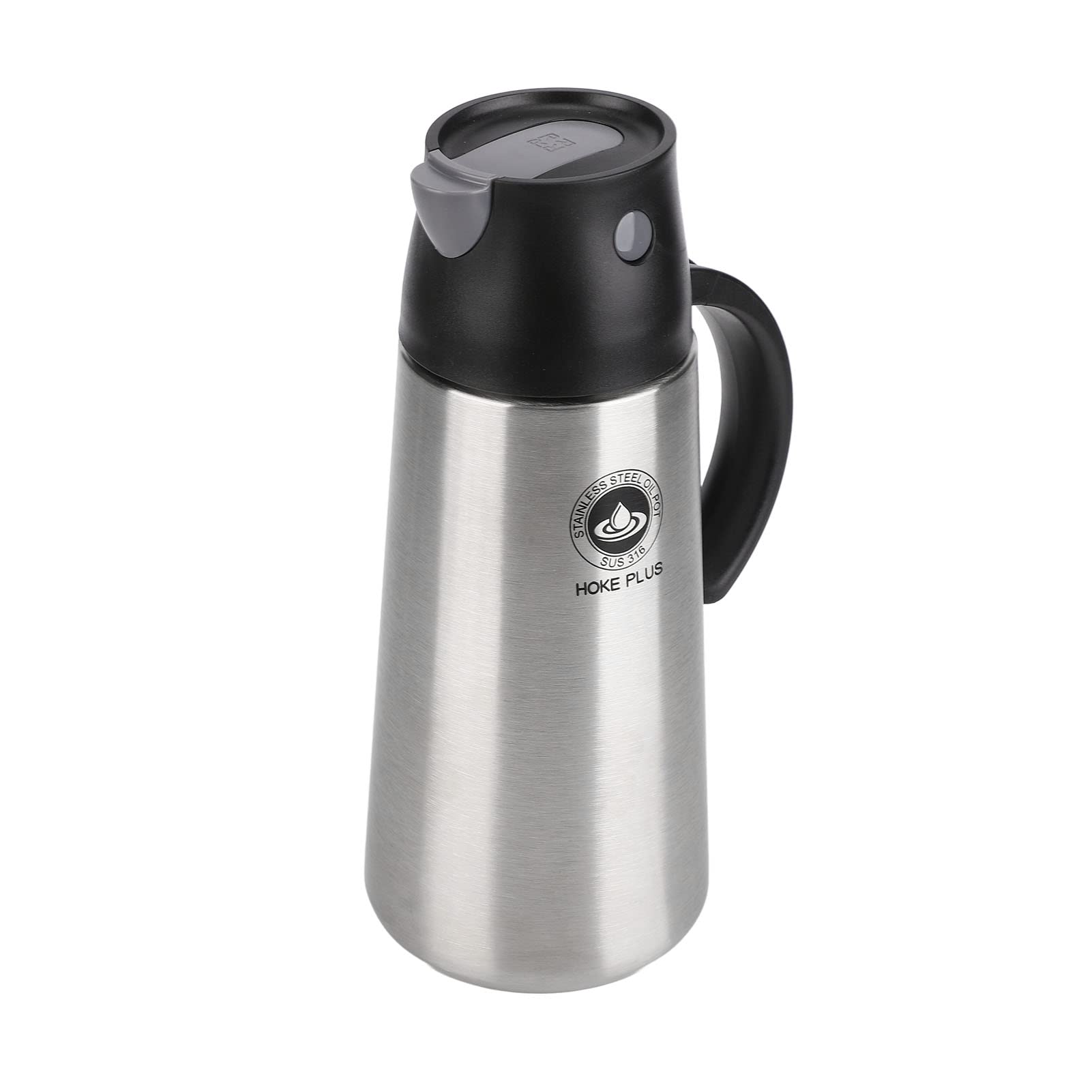 Oil Storage Pot Oil Dispenser Bottle Stainless Steel Oil Container Pot 750ML Auto Flip Oil Dispenser Bottle Opaque and Antioxidant Oil Pot for Kitchen(Black)