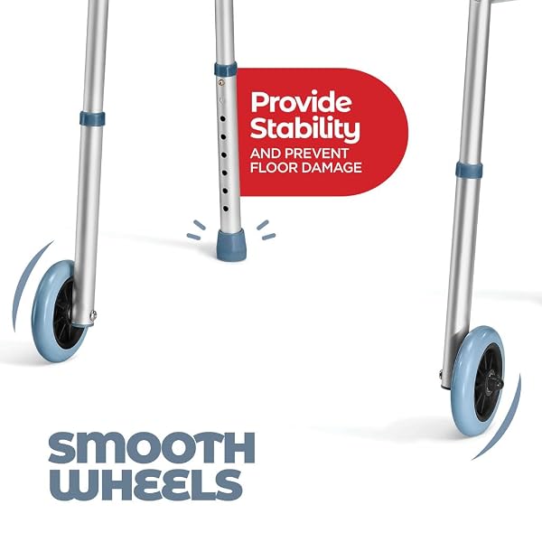 MEDICAL KING WALKERS FOR SENIORS ALUMINUM LIGHTWEIGHT WALKER WITH WHEELS, ADJUSTABLE WIDTH AND HEIGHT, FOLDING WALKER FOR ELDERLY, HANDICAPPED, DISABLED 2 WHEELS IN FRONT