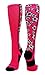 MadSportsStuff Crazy Soccer Socks with Soccer Balls over the calf (Neon Pink/Black, Medium)
