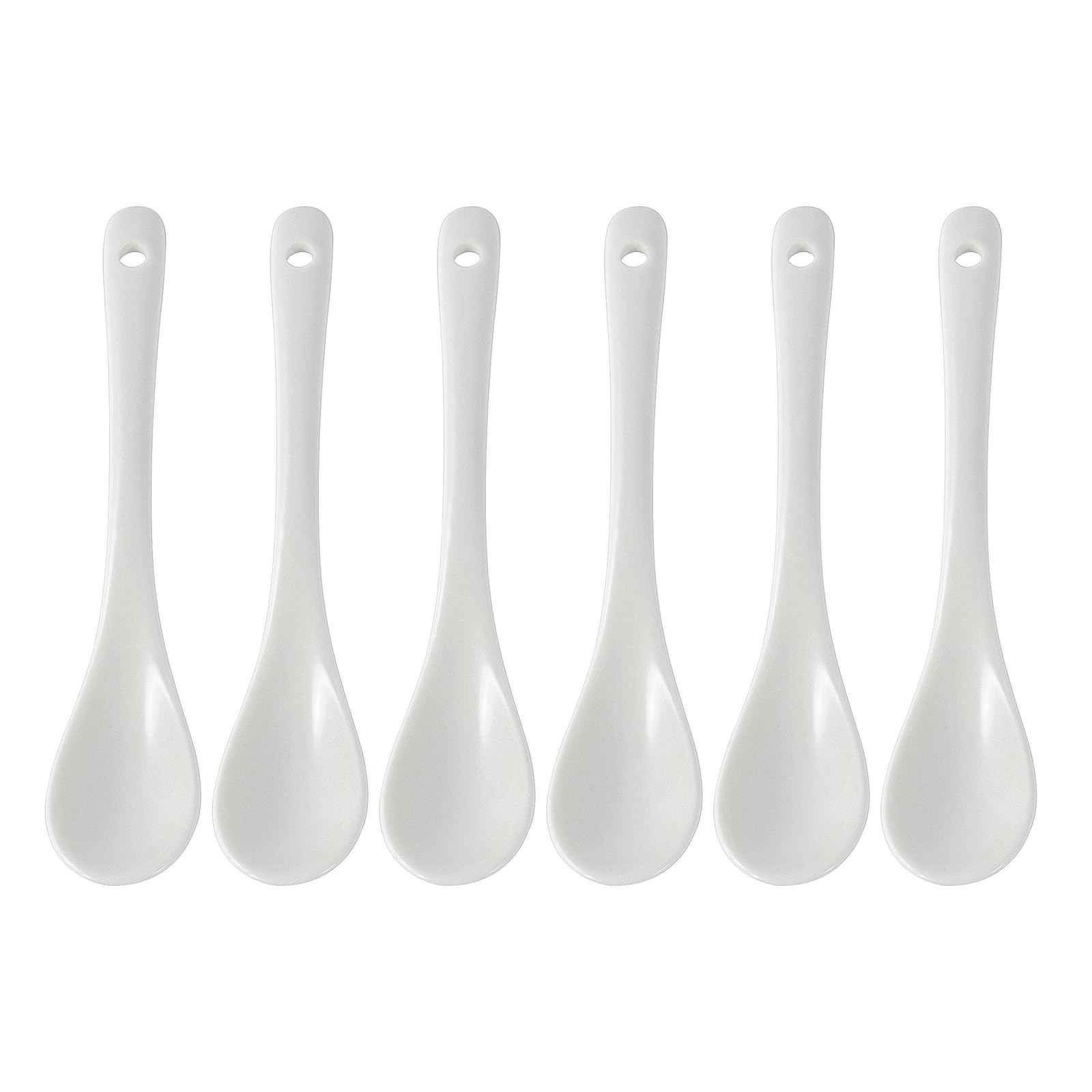 Photo 1 of Mosuji Set of 6 Premium White Porcelain Coffee Spoons for Espresso, Tea, Sauces, and Desserts