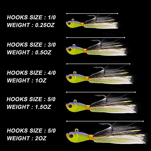 OROOTL Bucktail Jig Angelköder Set, Blinker Angeln Gewichte Köder Fischköder Mischfarbe für Barsch Hecht Forelle Wels 7g… – Bild 7
